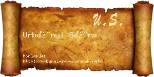 Urbányi Sára névjegykártya